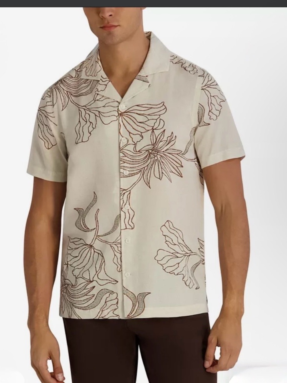 Karl Lagerfeld Paris Floral Embroidered Camp Shirt Size
L MSRP $129